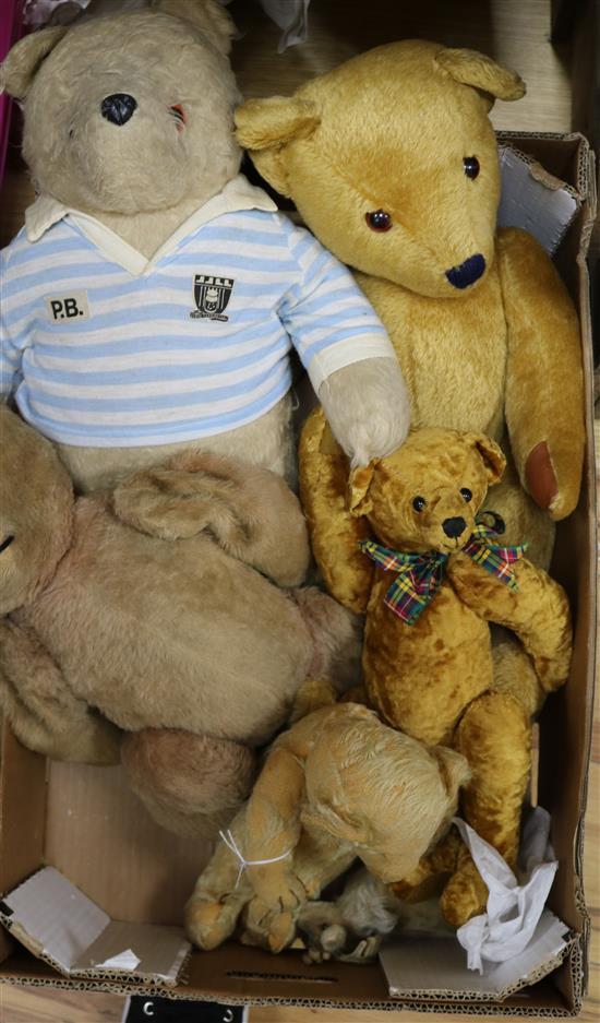 A collection of 20th century teddy bears and a stag (6)